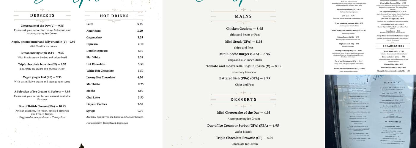 Water's Edge Menu
