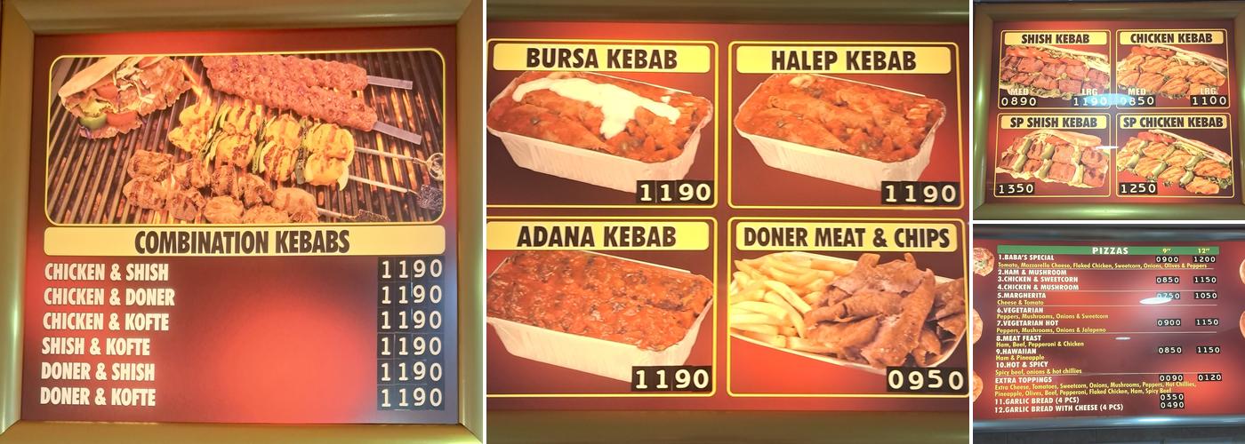 Babas Kebab House Menu