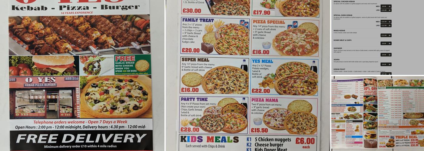 O YES KEBAB Menu
