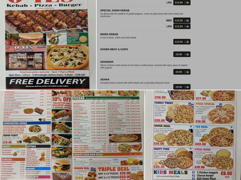 O YES KEBAB Menu