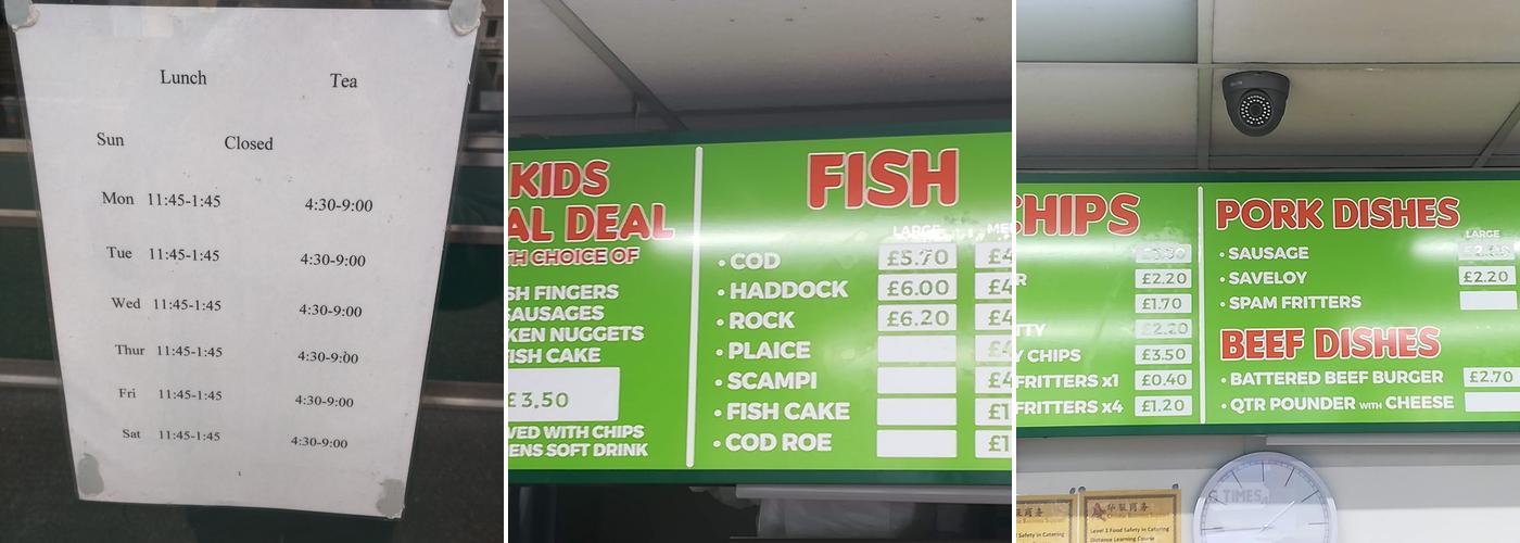 Happy Fish & Chips Menu