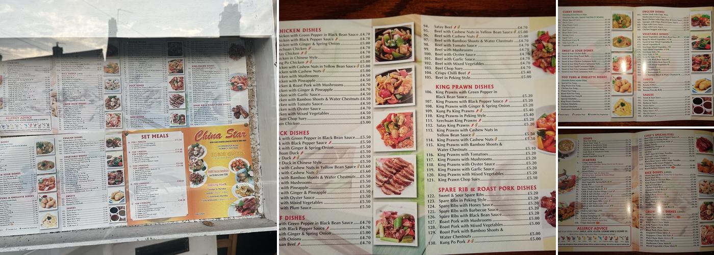 China Star Menu