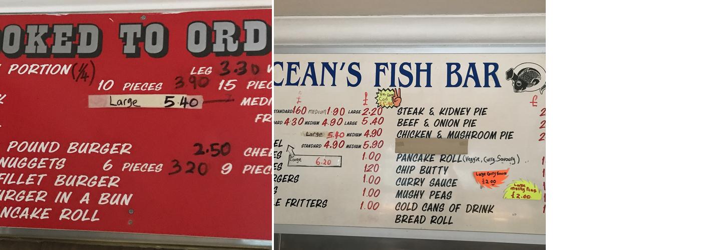 Ocean Fish Bar Menu