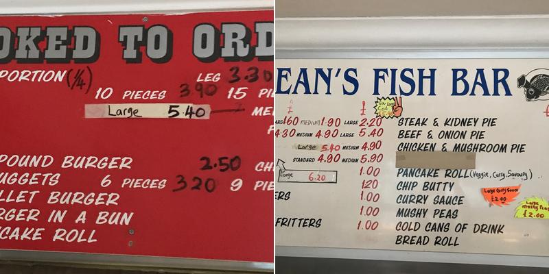 Ocean Fish Bar Menu