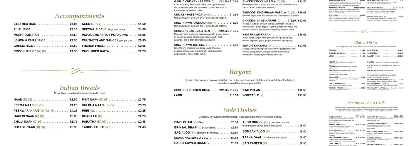 Tamarind Fine Indian Dining Menu