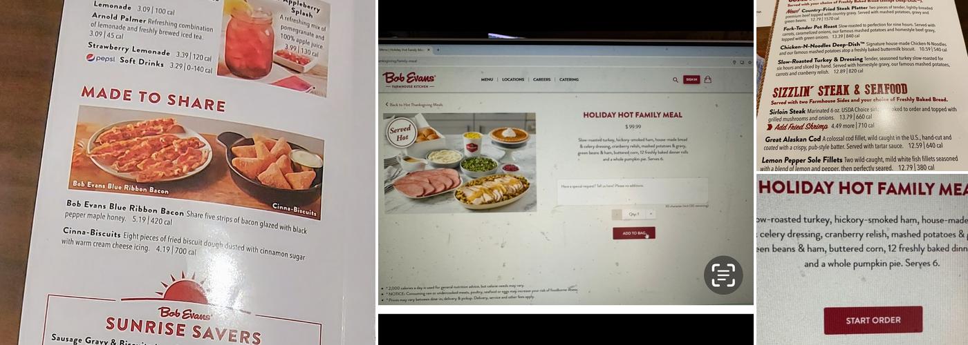 Bob Evans Menu