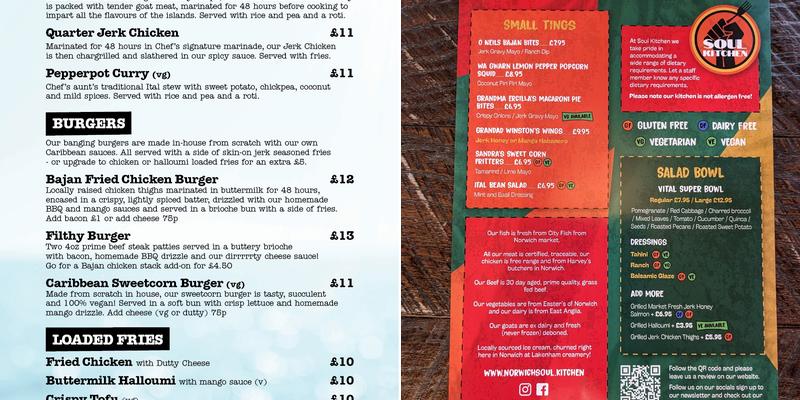 Norwich Soul Kitchen Menu