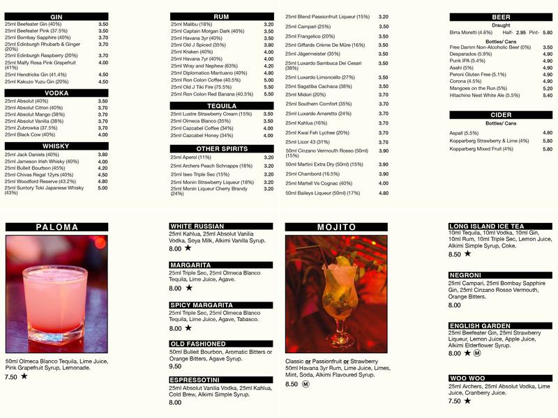 Pepper Rocks Menu