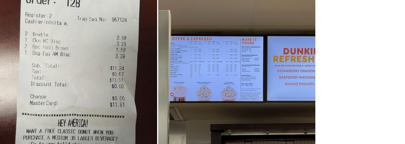 Dunkin' Menu