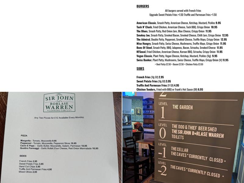 The Sir John Borlase Warren Menu