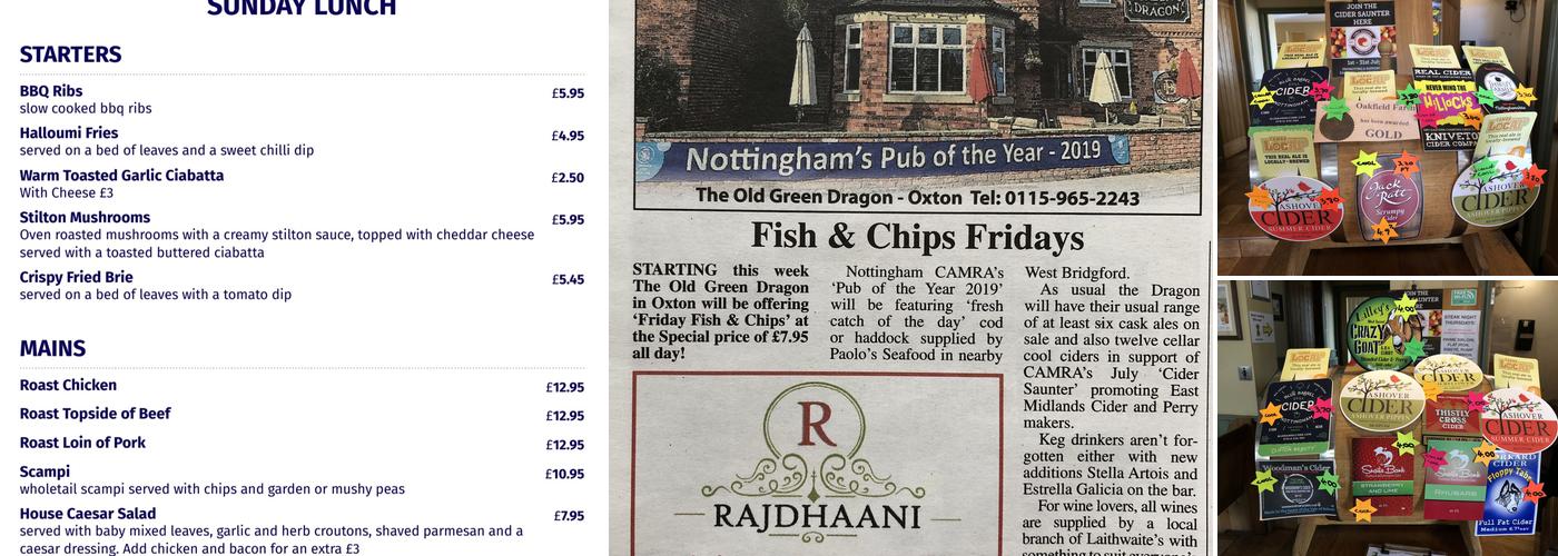 The Old Green Dragon Menu