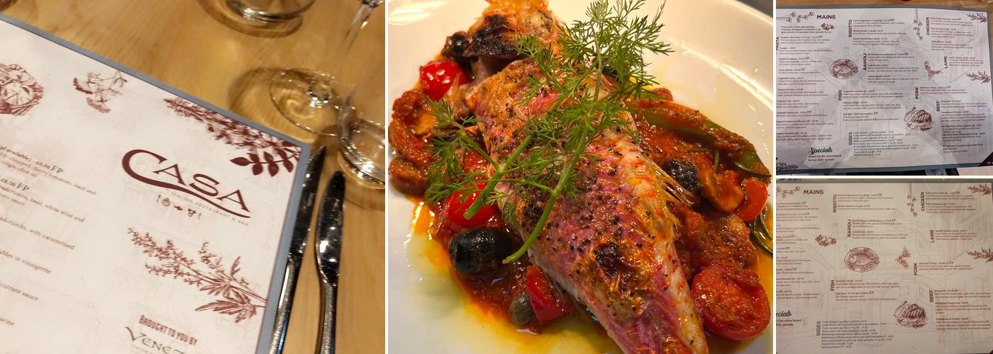 Casa Italian & Seafood Restaurant Menu