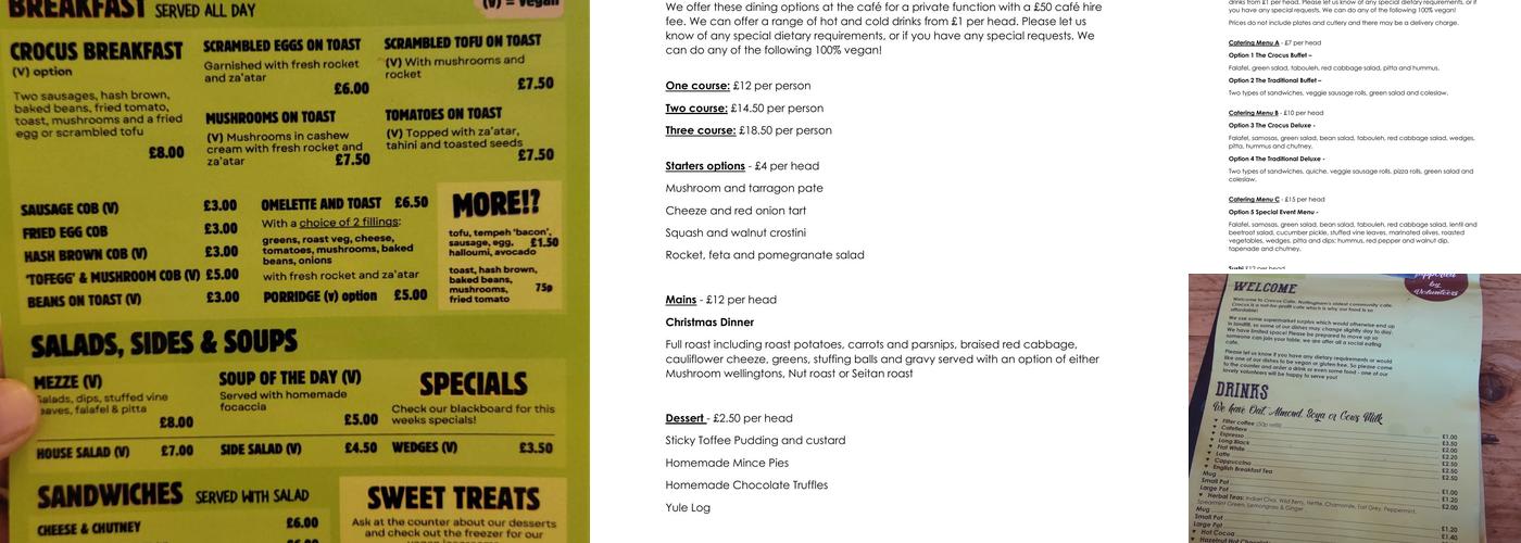 The Crocus Cafe Menu