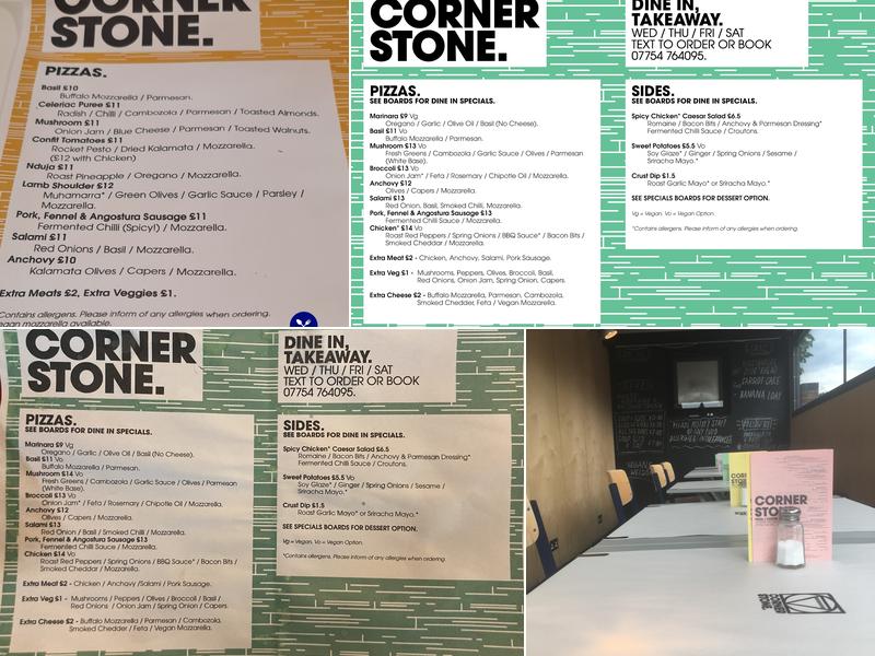 Corner Stone Pizza Menu