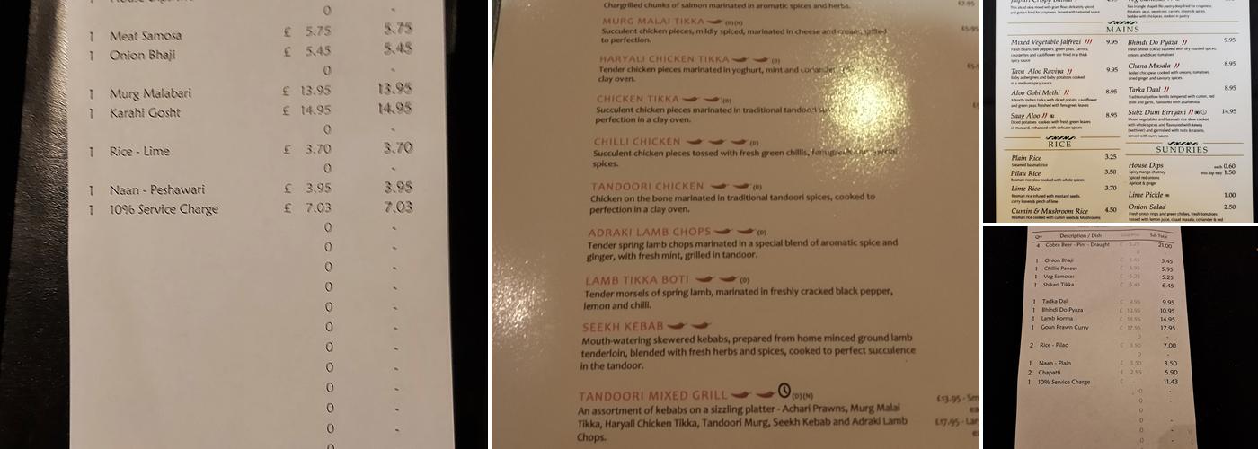 The Cumin Restaurant Menu