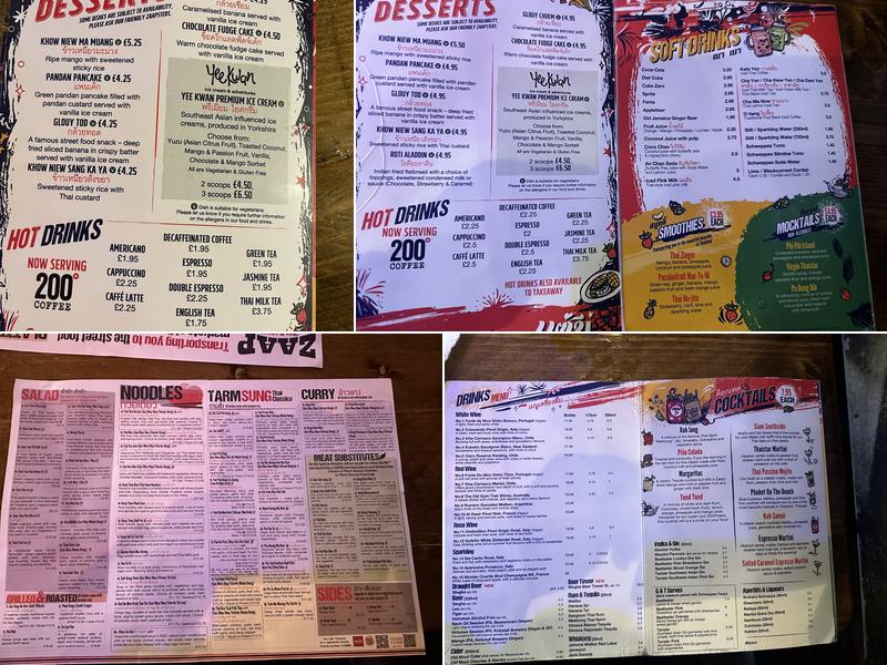 Zaap Thai Street Food Menu