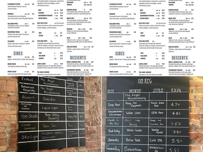 The Angel Microbrewery Menu