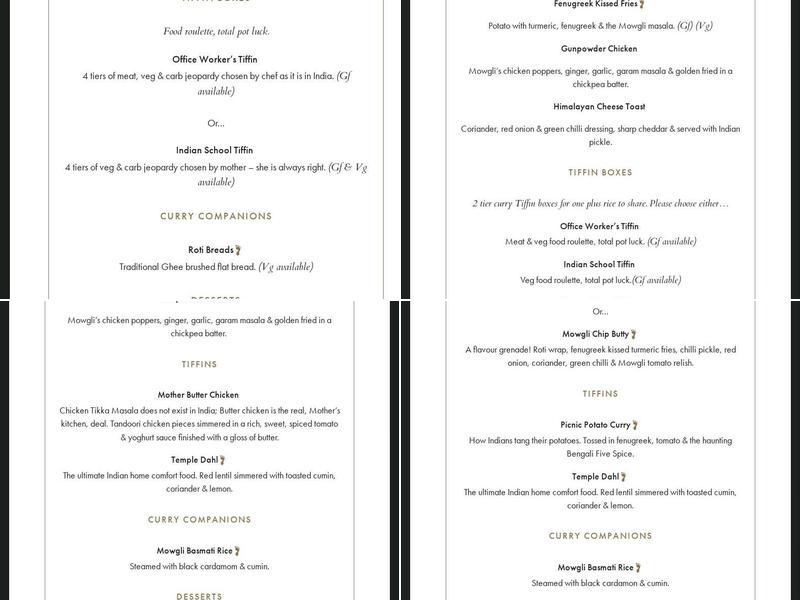 Mowgli Street Food Menu