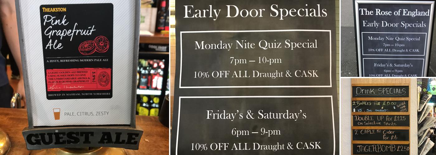 Rose Of England Menu