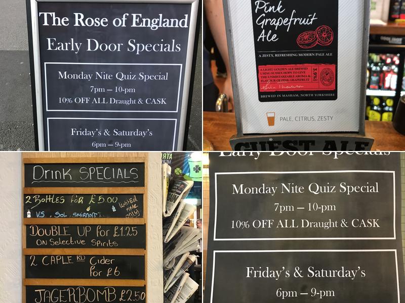 Rose Of England Menu