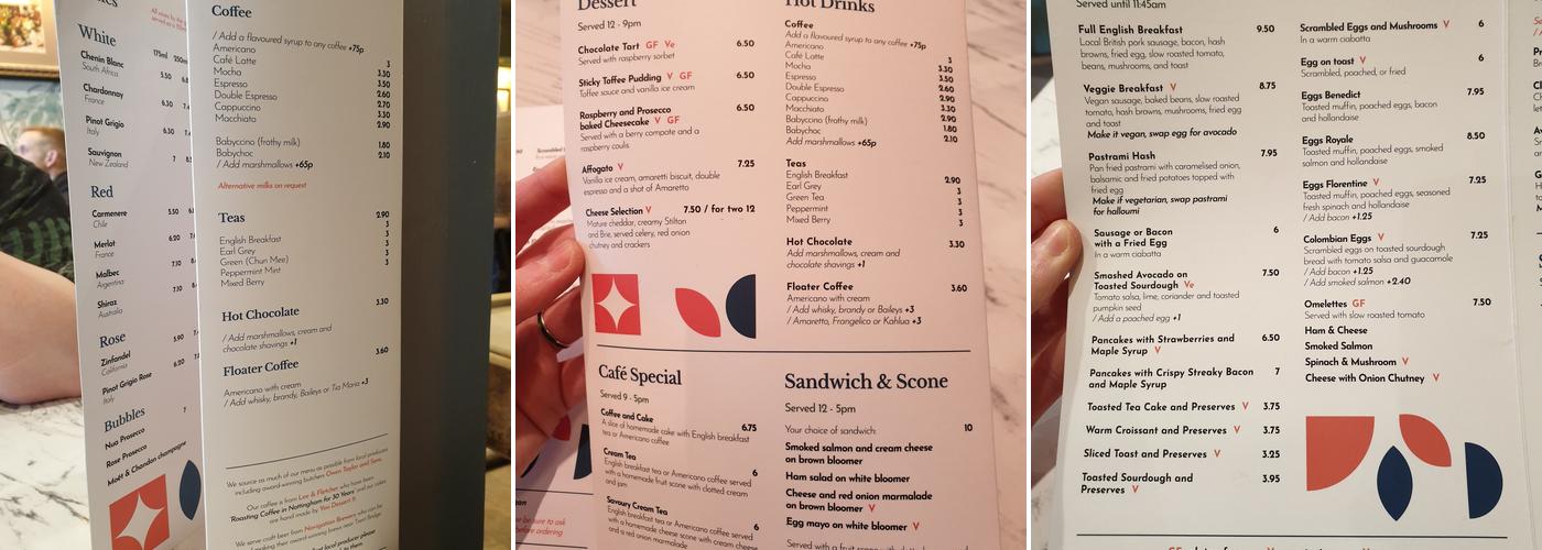 The Old Flower Shop Menu