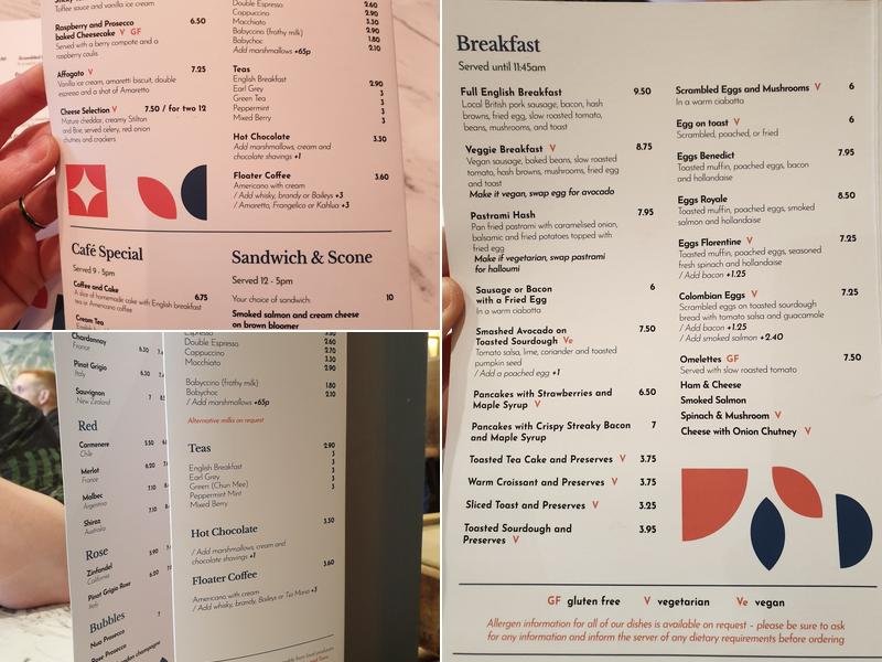 The Old Flower Shop Menu