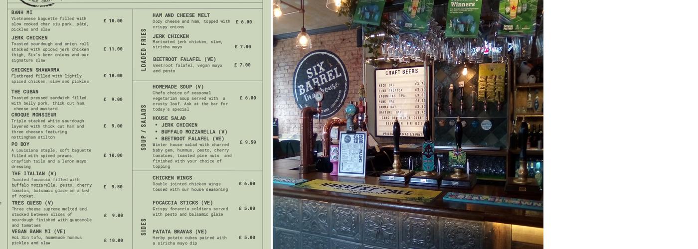 Six Barrel Drafthouse Menu