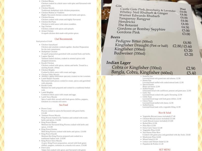 Laguna Tandoori Menu