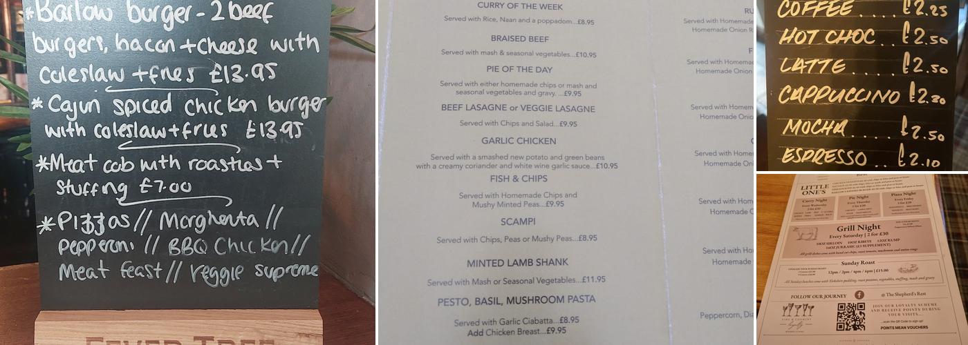 The Shepherds Rest Menu