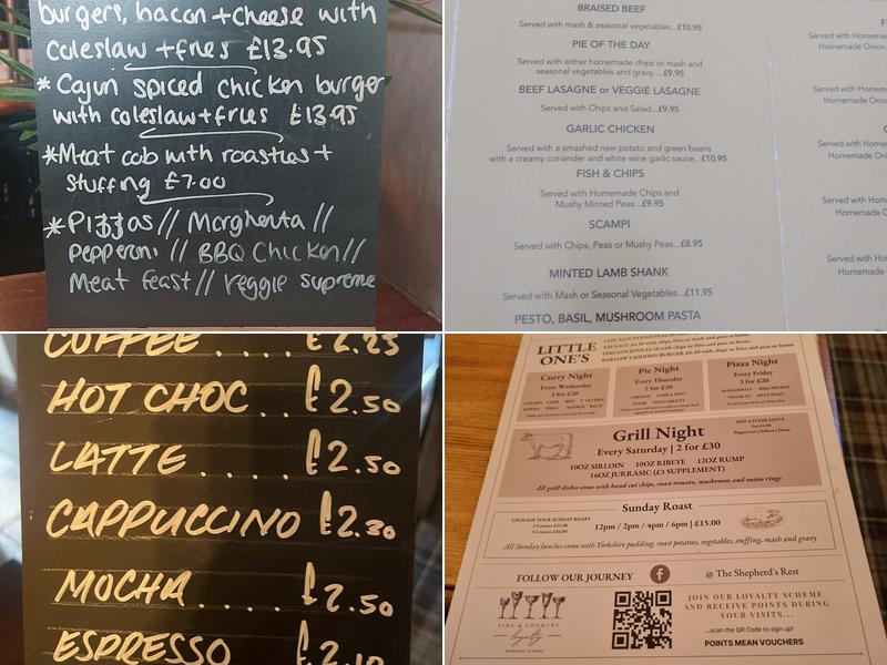 The Shepherds Rest Menu