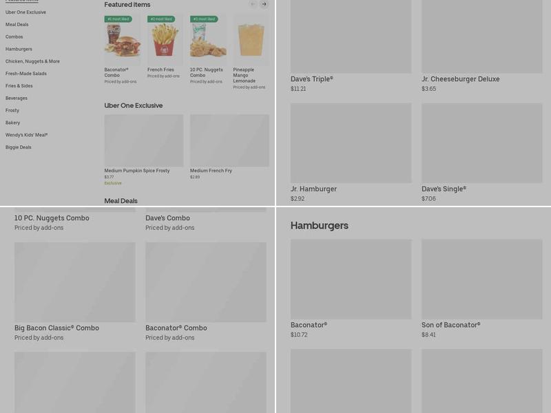 Wendy's Menu