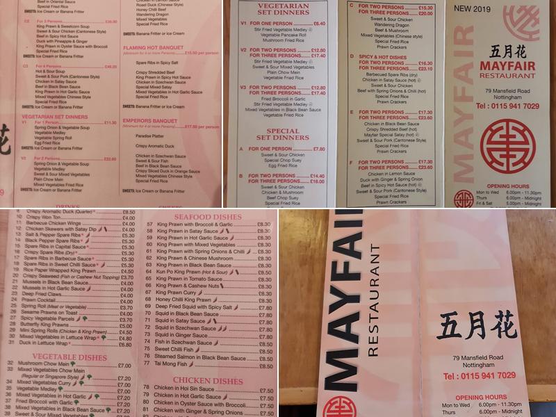 Mayfair Menu