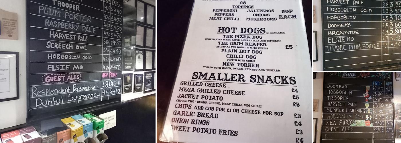 Ye Olde Salutation Inn Menu