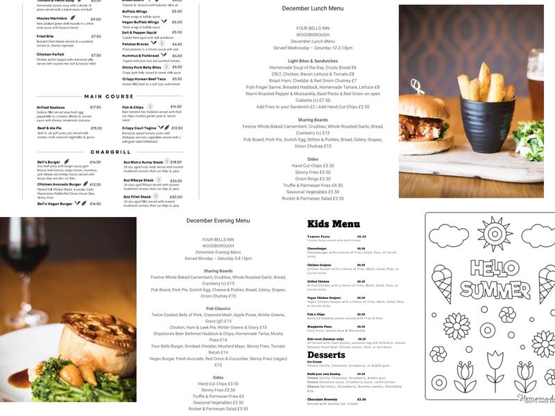 Four Bells Inn Menu
