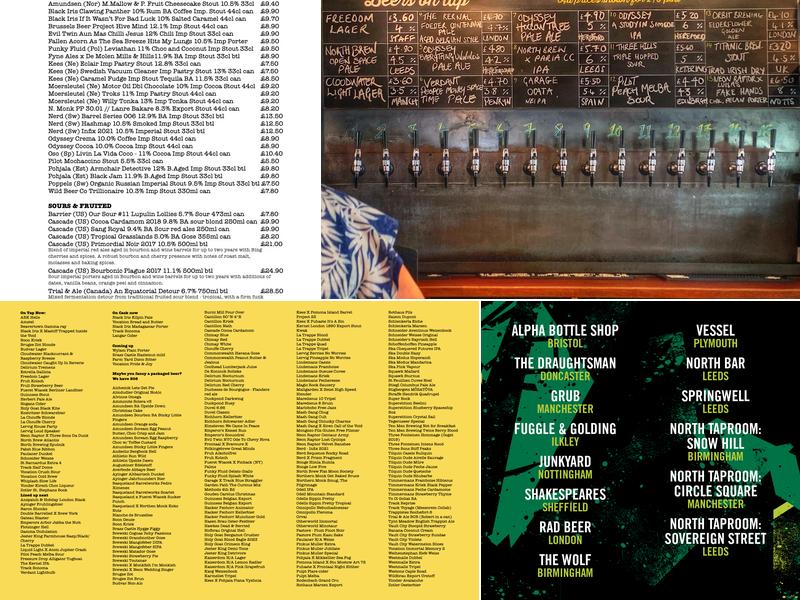 Junkyard Bottle Shop & Pour House Menu