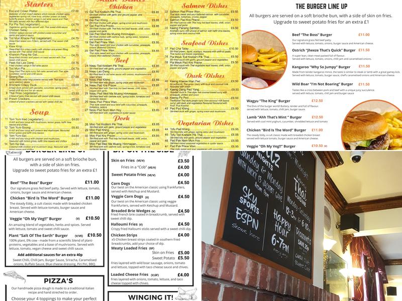 The Fox & Crown Menu