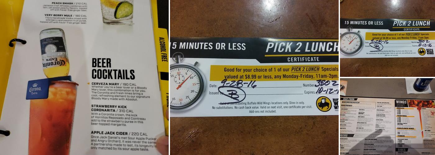 Buffalo Wild Wings Menu
