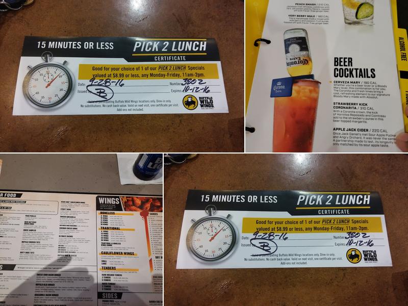 Buffalo Wild Wings Menu