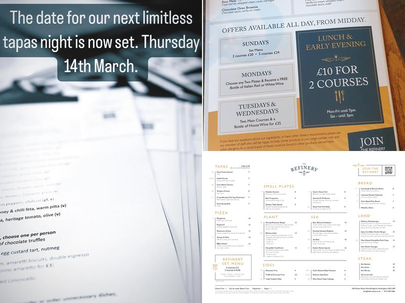 The Refinery West Bridgford Menu