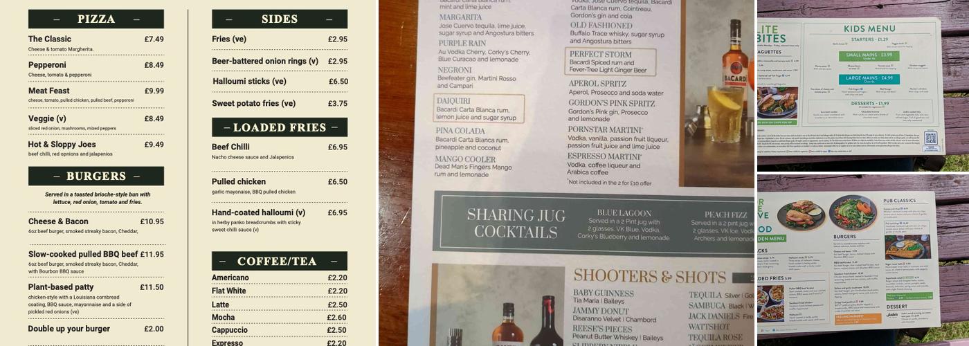 Johnson Arms Menu