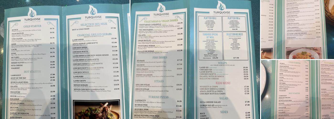 Turquoise Menu