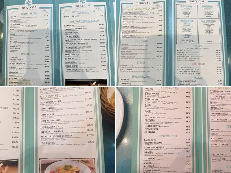 Turquoise Menu