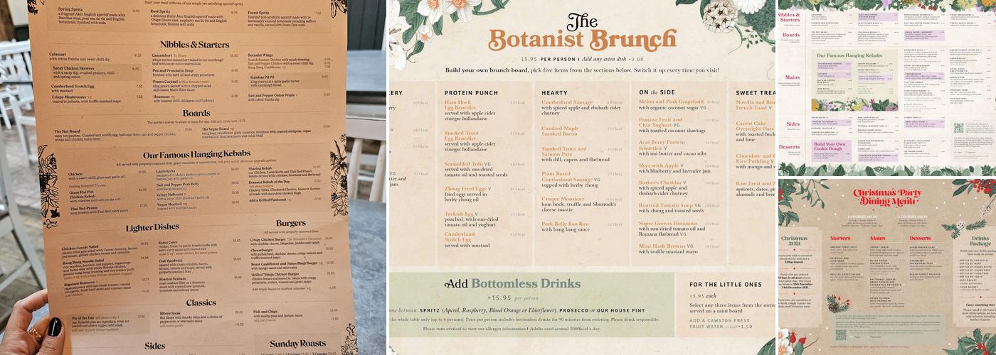 The Botanist Bar & Restaurant West Bridgford Menu
