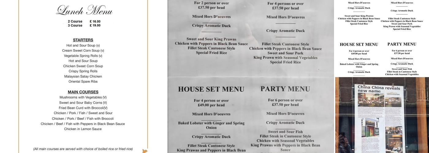 Man's Restaurant Menu