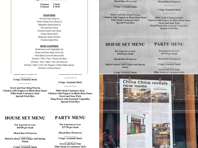 Man's Restaurant Menu