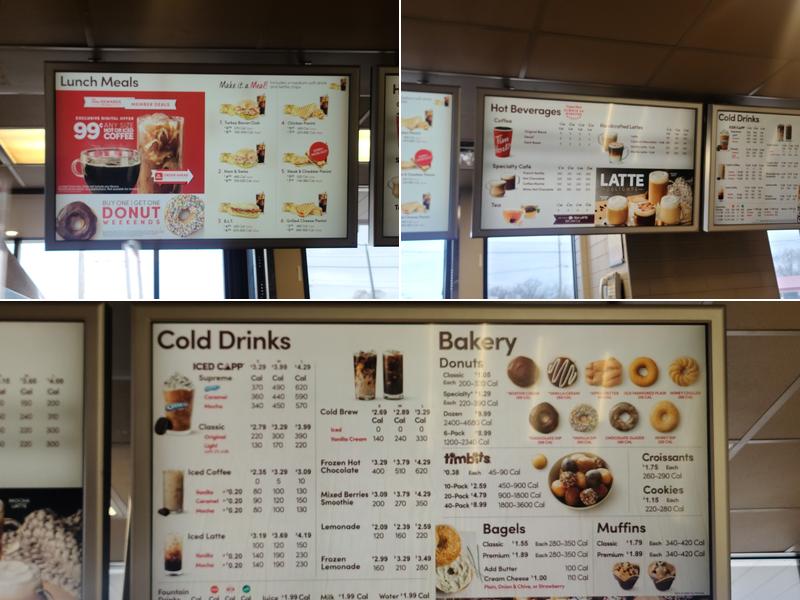 Tim Hortons Menu