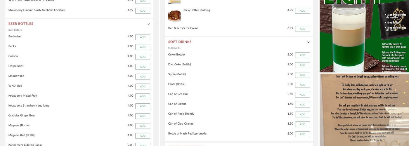 Raglan Road Irish Bar Menu