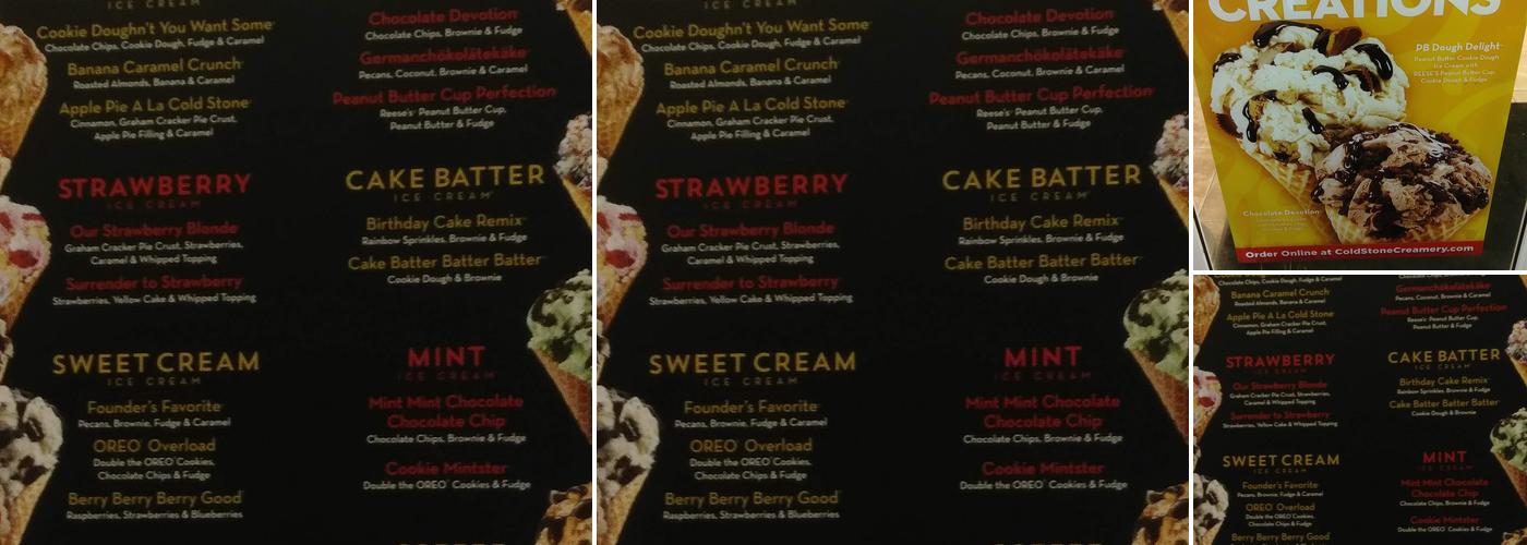Cold Stone Creamery Menu