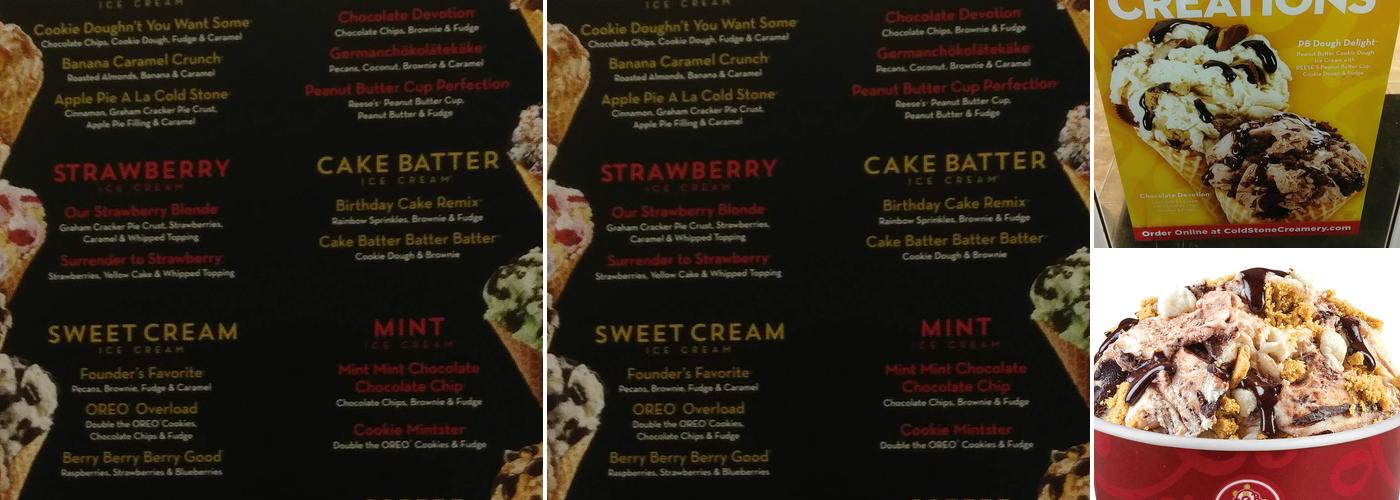 Cold Stone Creamery Menu