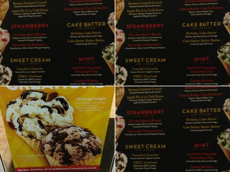 Cold Stone Creamery Menu